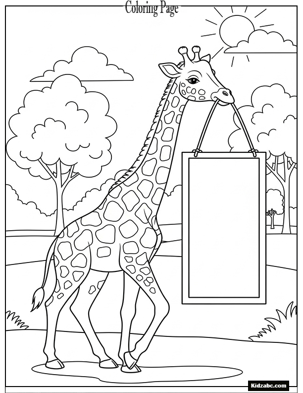 Giraffe carrying a banner