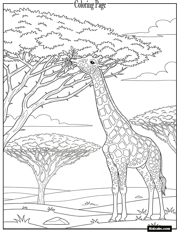 Giraffe eating leaves, few acacia tree branches