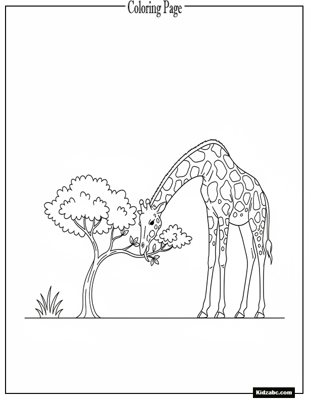 Giraffe eating leaves from a low tree branch