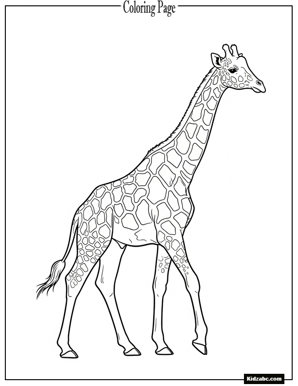 Giraffe walking with tail swinging