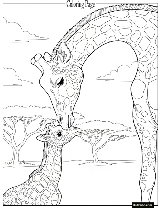 Giraffe whispering to calf