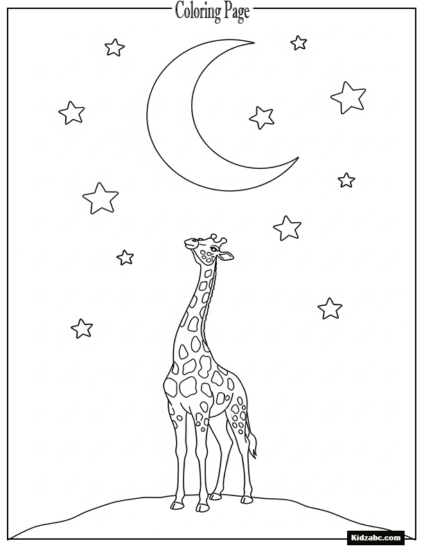 Giraffe with a moon and stars