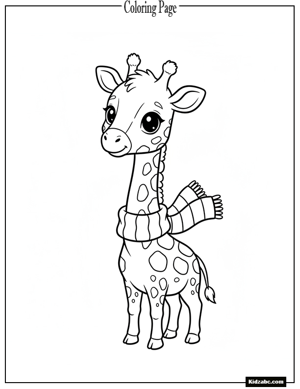Giraffe with a scarf around neck
