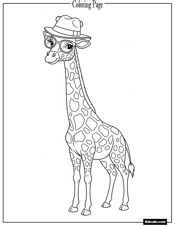 Giraffe with hat and glasses