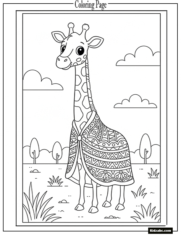 Giraffe with patterned cape & blanket