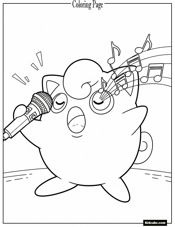 Jigglypuff holding a microphone, singing