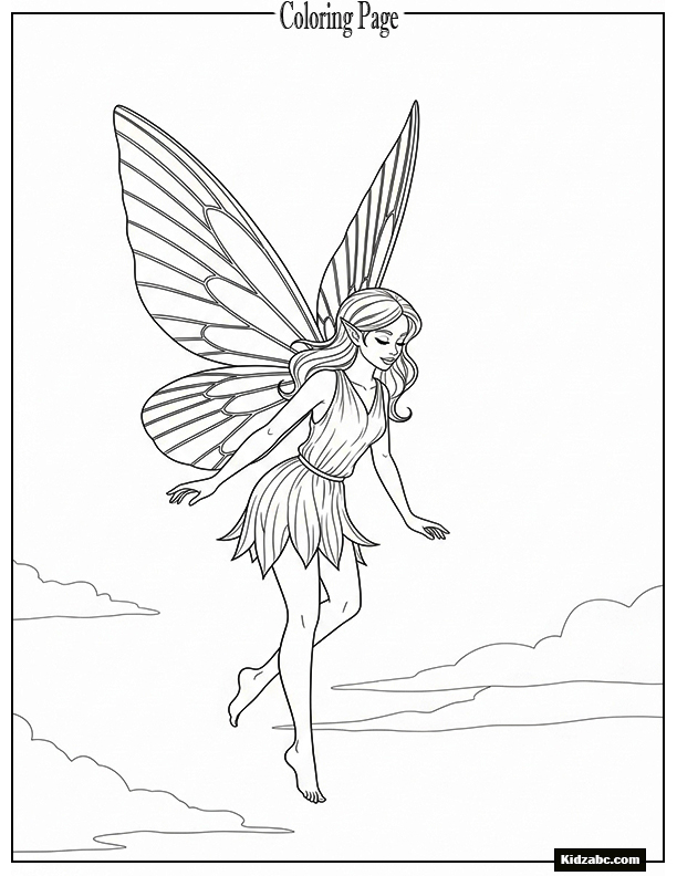 Little fairy flying gently with wings spread wide