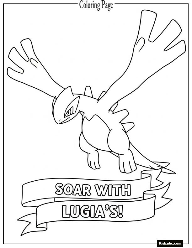 Lugia flying with wings wide open