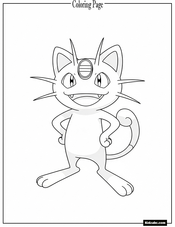 Meowth standing with paws on hips