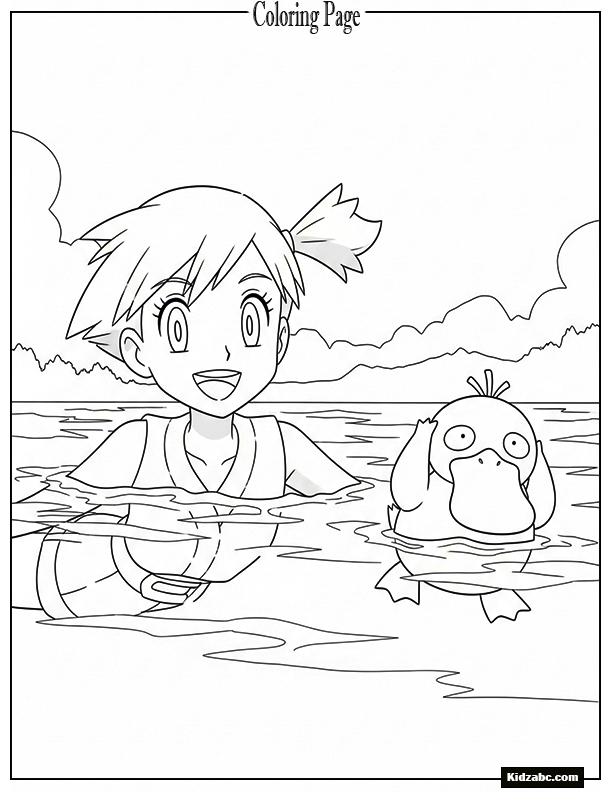 Misty swimming with Psyduck beside her