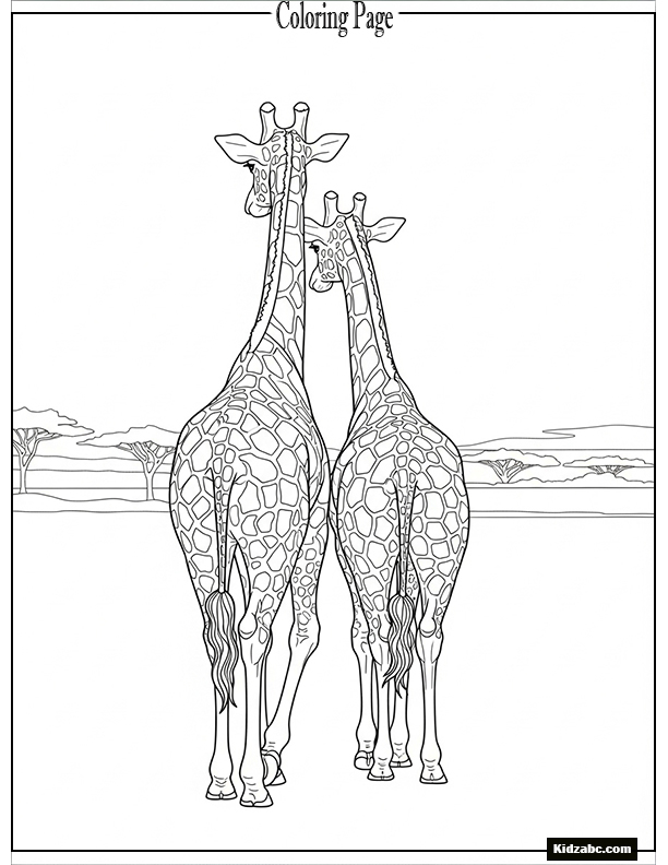 Pair of giraffes walking away