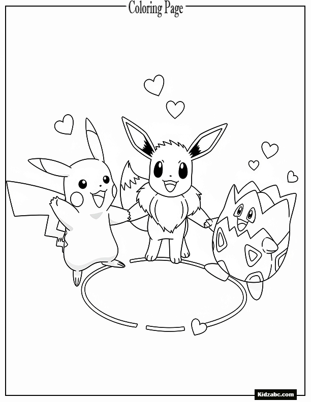 Pikachu, Eevee, and Togepi holding hands, celebrating friendship
