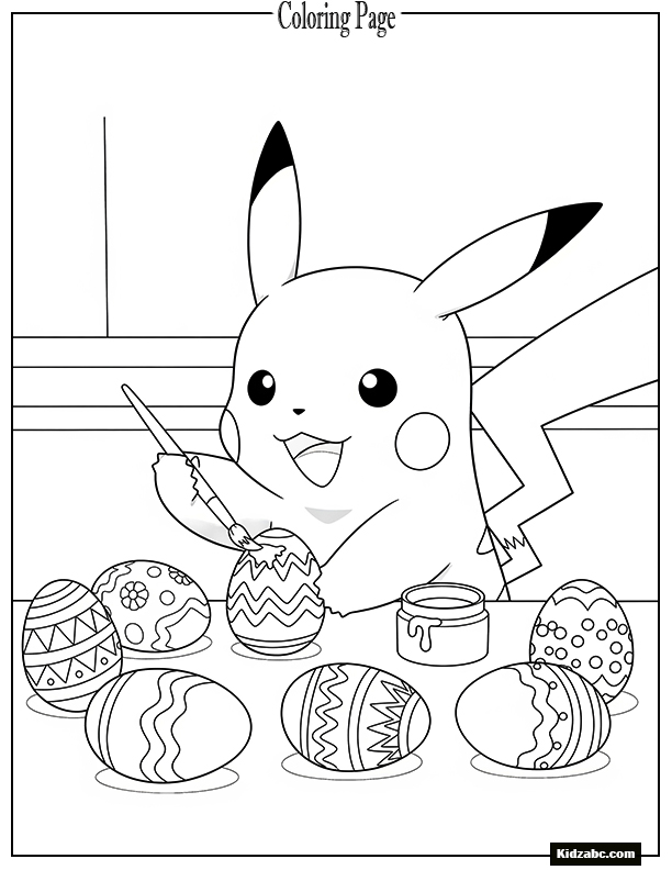 Pikachu painting Easter eggs