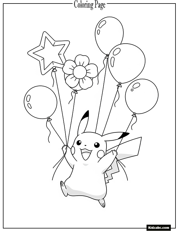 Pikachu playing with balloons