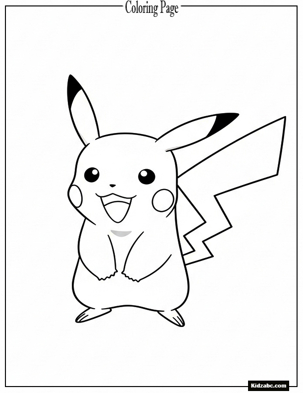 Pikachu standing happily with its tail shaped like a lightning bolt