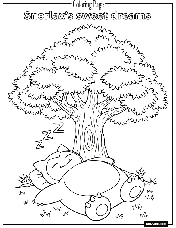 Snorlax sleeping under a tree