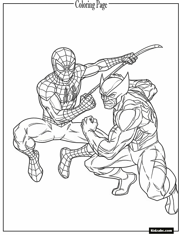 Spiderman and Wolverine fighting side by side