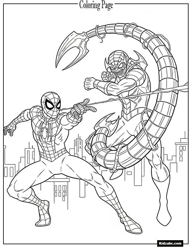 Spiderman catching Scorpion’s tail with his web