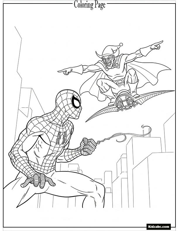 Spiderman facing Green Goblin, ready to fight