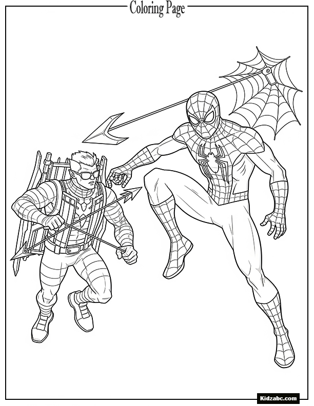 Spiderman giving Hawkeye a web arrow