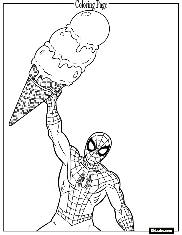 Spiderman holding a giant ice cream cone