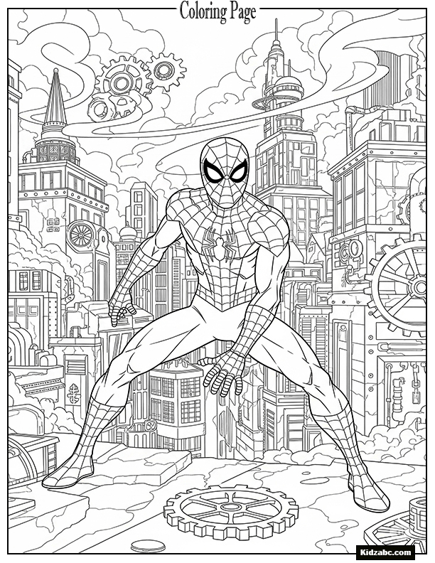 Spiderman in a steampunk city