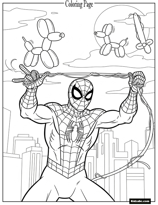 Spiderman making balloon animals from web