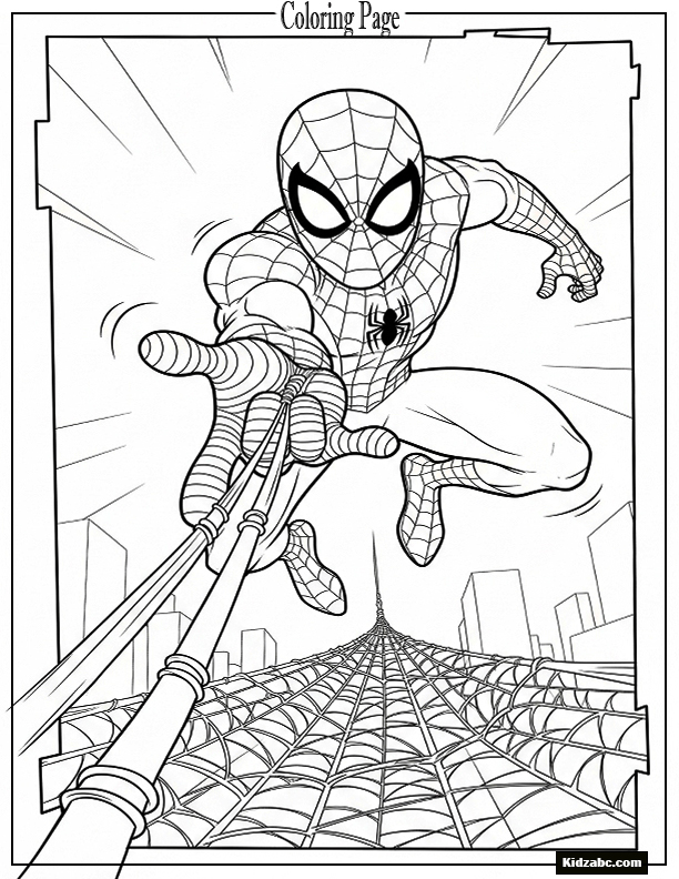 Spiderman shooting webs at the camera