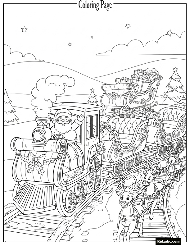 A Christmas sleigh-train, cars like sleighs