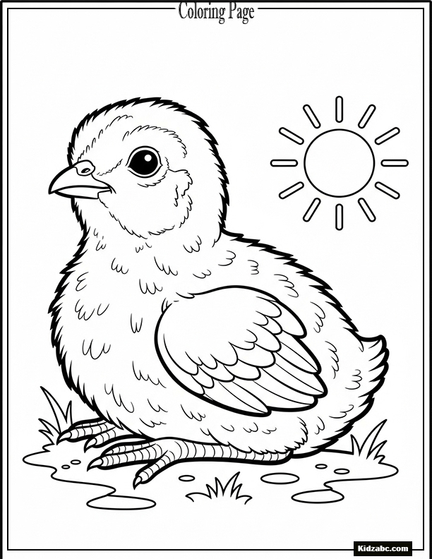 A baby turkey chick with tiny feathers, sitting under the sun