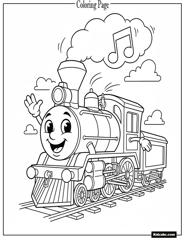 A cartoon engine with a friendly face