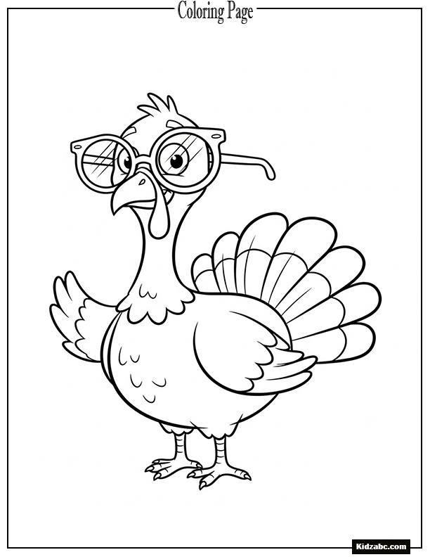 A cartoon turkey with oversized glasses