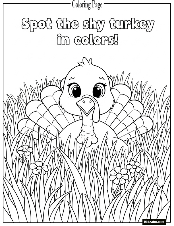 A cute turkey peeking out of tall grass