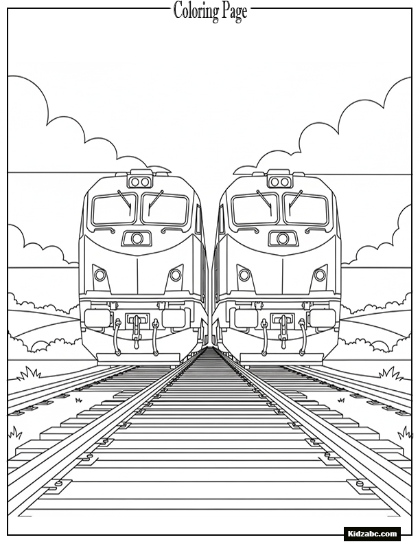 A double-engine modern train, front view