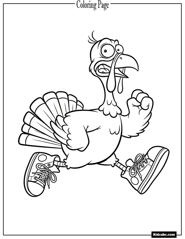 A funny turkey running with sneakers