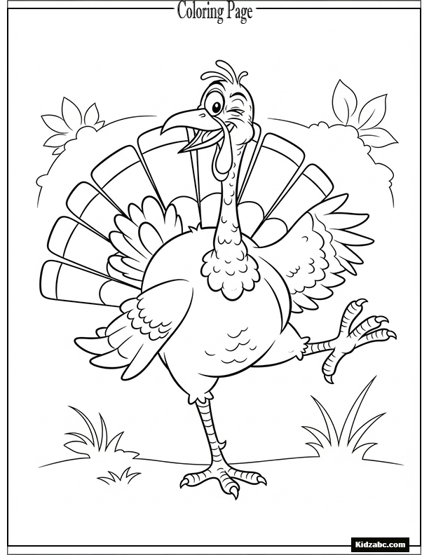 A goofy turkey balancing on one leg
