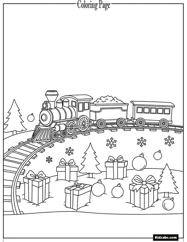 A holiday toy train set with decorations