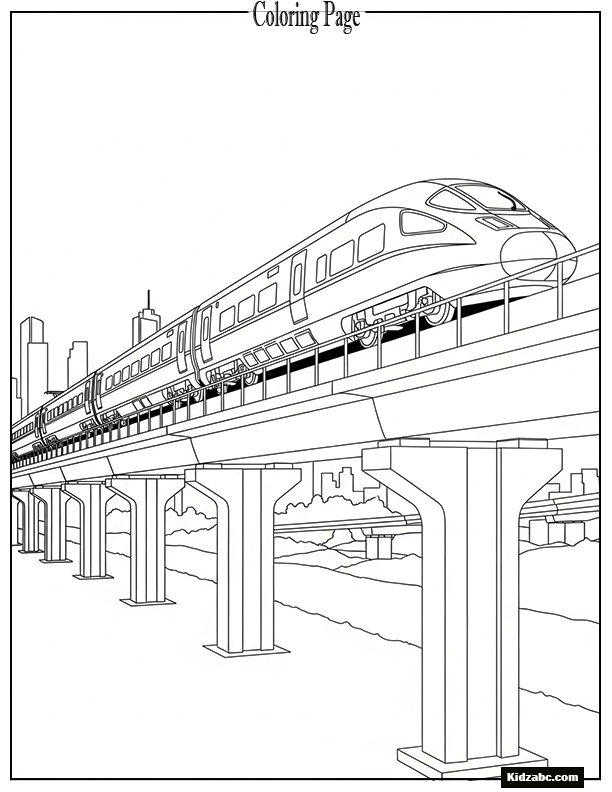 A modern high-speed train on elevated track