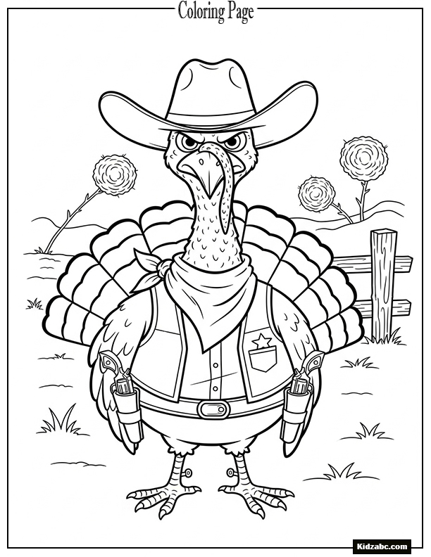 A turkey dressed like a cowboy