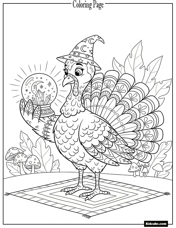 A turkey holding a magic crystal ball
