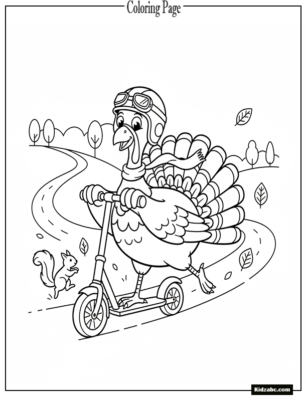 A turkey riding a scooter