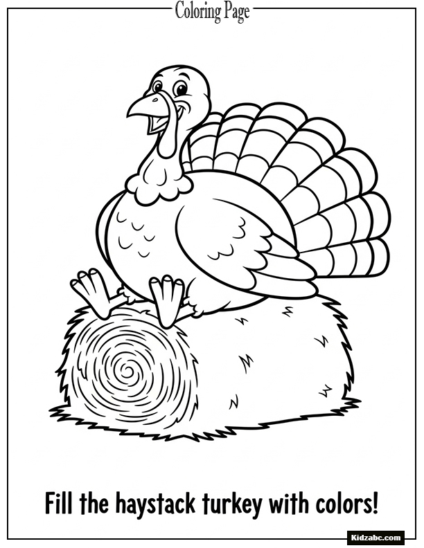 A turkey sitting on a haystack with a big smile