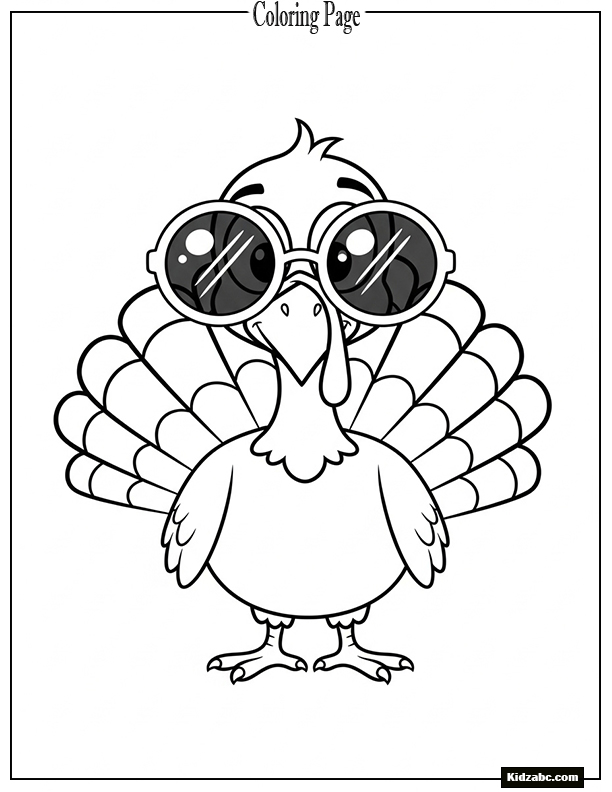 A turkey wearing round sunglasses