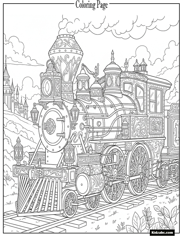 A vintage train with ornate details