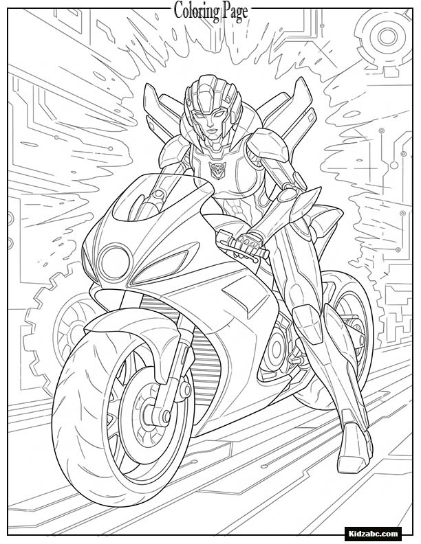 Arcee motorcycle glowing in moonlight