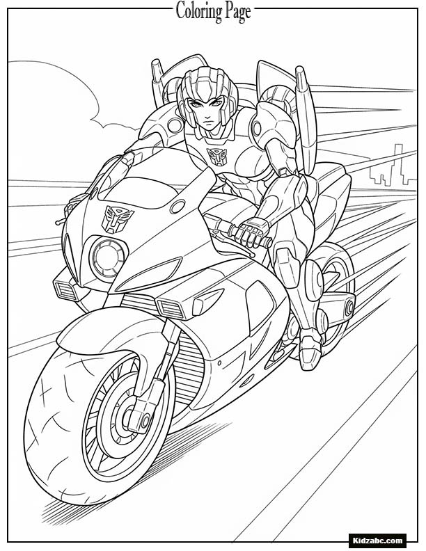 Arcee riding her motorcycle form