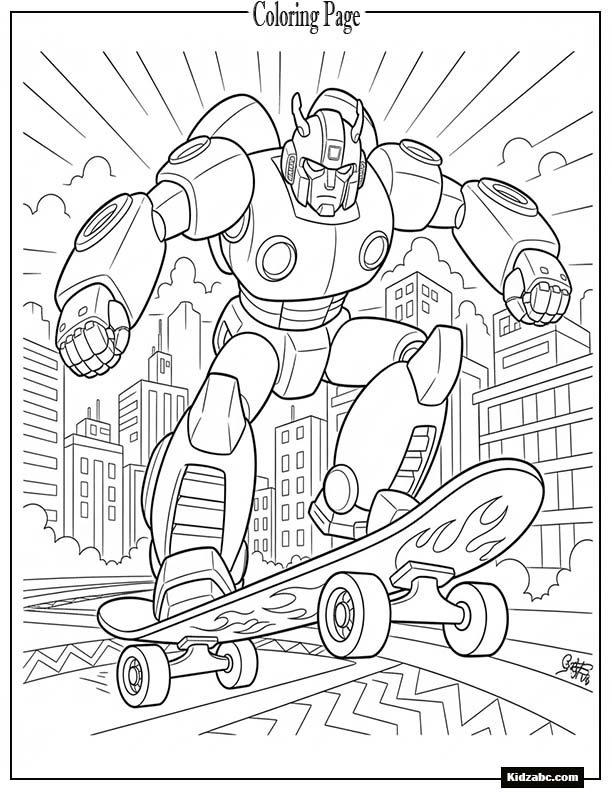 Bumblebee riding a skateboard