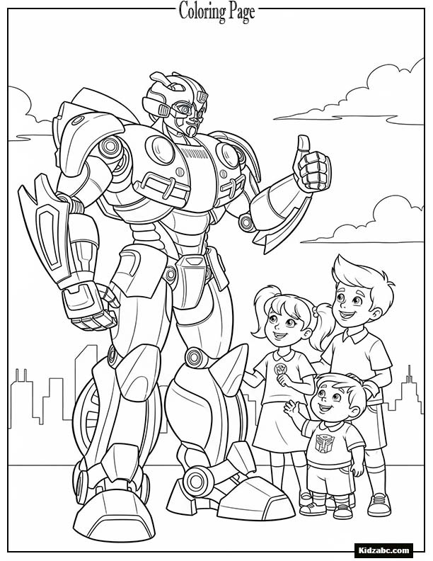 Bumblebee showing a thumbs-up to kids