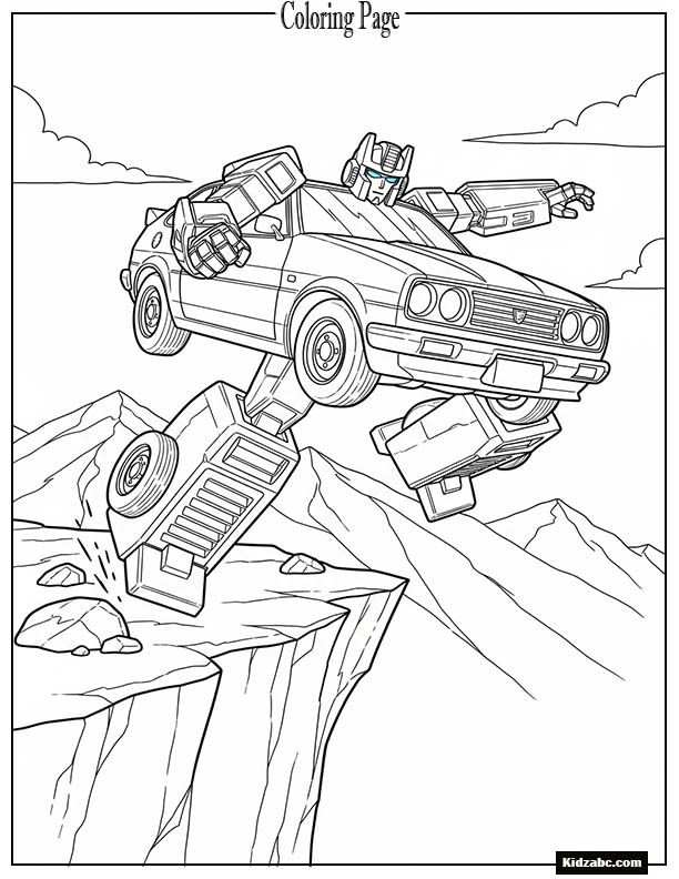 Cliffjumper leaping off a cliff in car mode
