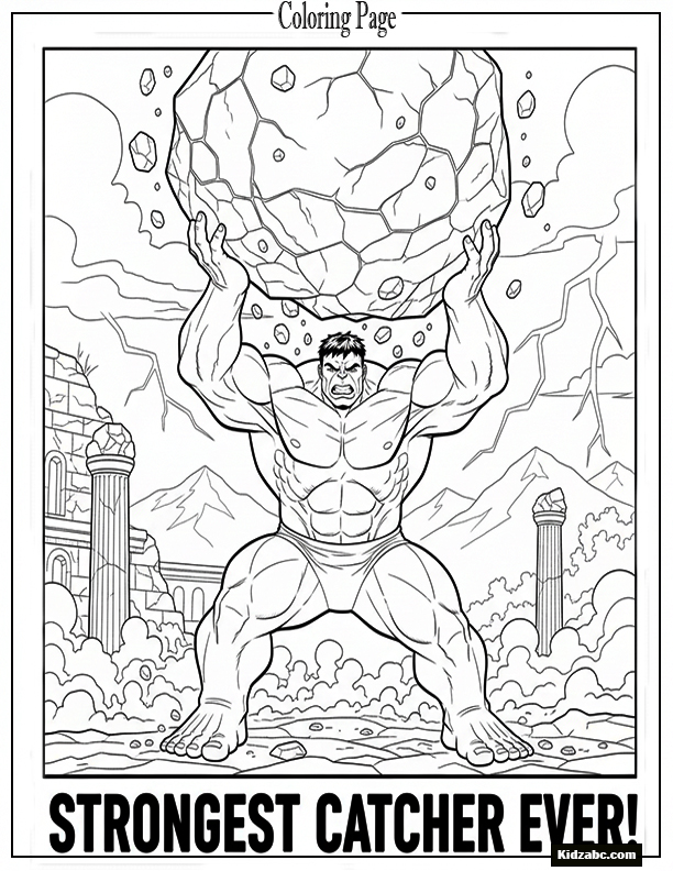 Hulk catching a falling boulder